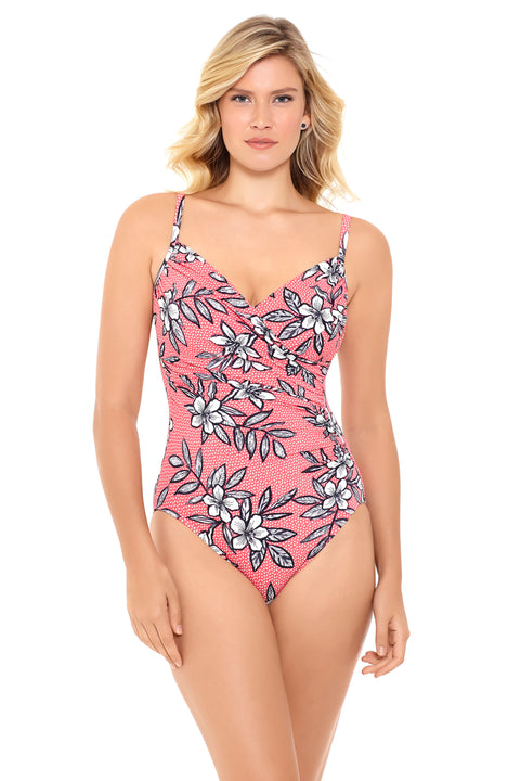 Traje de baño escote en V estampado floral
