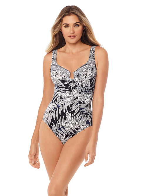 Traje de baño reductor copas moldeadas estampado tropical